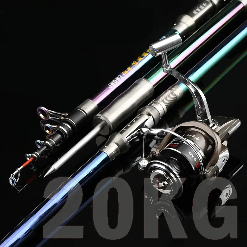 Carbon Ultra Hard Fishing Rod For Large Fish 2.1-4.5 Sea Rod Spinning Surfing Rod Telescopic Far Cast Rod Bait Weight 50-200g