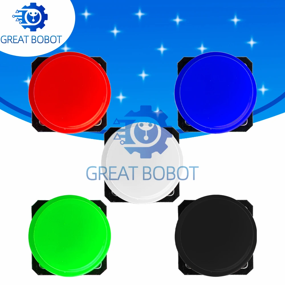 25PCS 5-Color Tactile Switch Caps Compatible with 12×12×7.3mm Momentary Push Buttons for Arduino