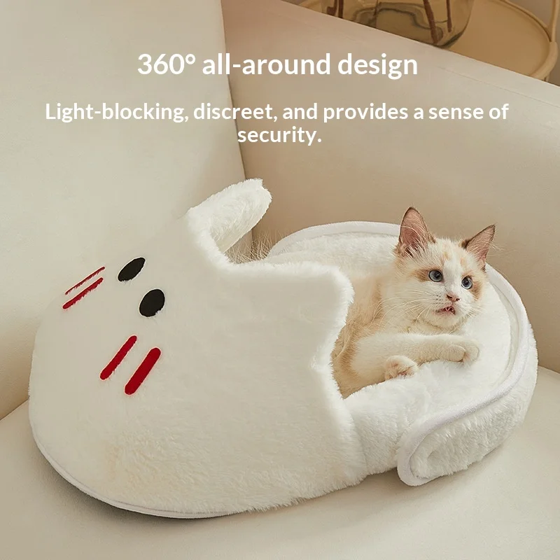 Cama semicerrada cálida para gatos y perros pequeños, nido extraíble - imagen 2