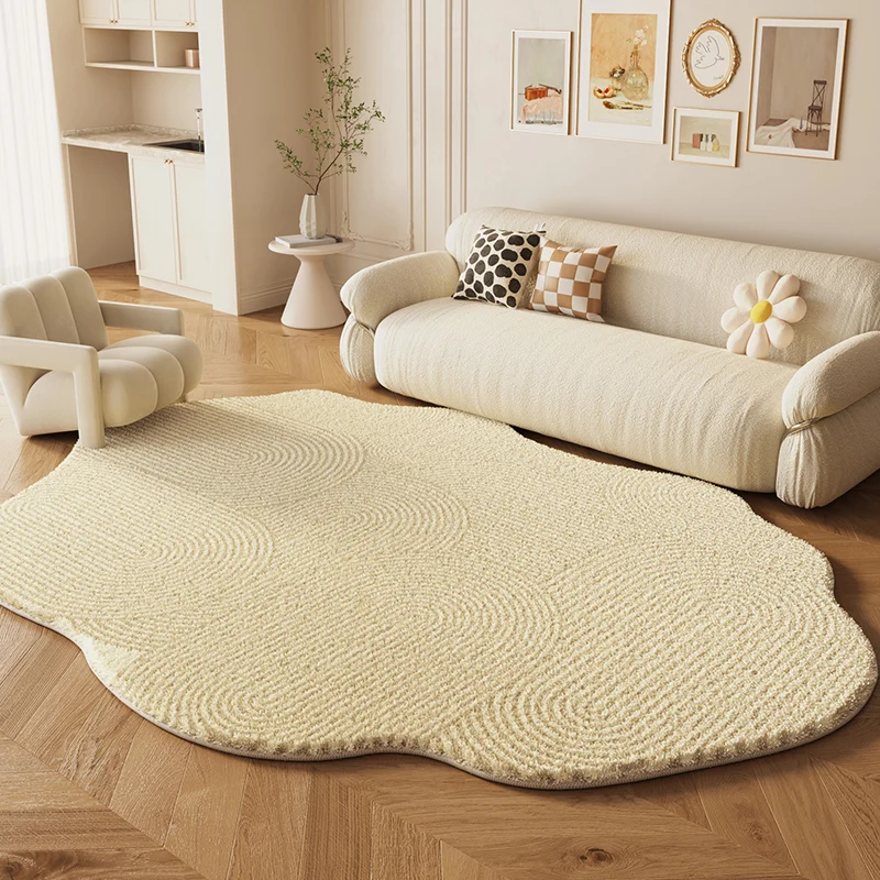 Cream Style Carpets for Living Room Irregular Shapes Bedroom Decor Plush Carpet Thick Anti-slip Bedside Floor Mat Study Soft Rug