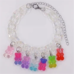 Transparent Acrylic Chain Multicolor Cartoon Bear Bracelet Bohemian Summer Cute Candy Color Resin Gummy Bear Anklet for Women