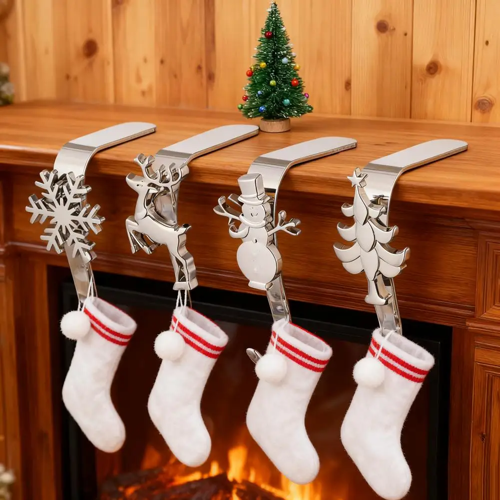 Reindeer Stocking Hangers Christmas Mantel Hook Christmas Mantel Stocking Hooks Metal Holders for Fireplace Decorations