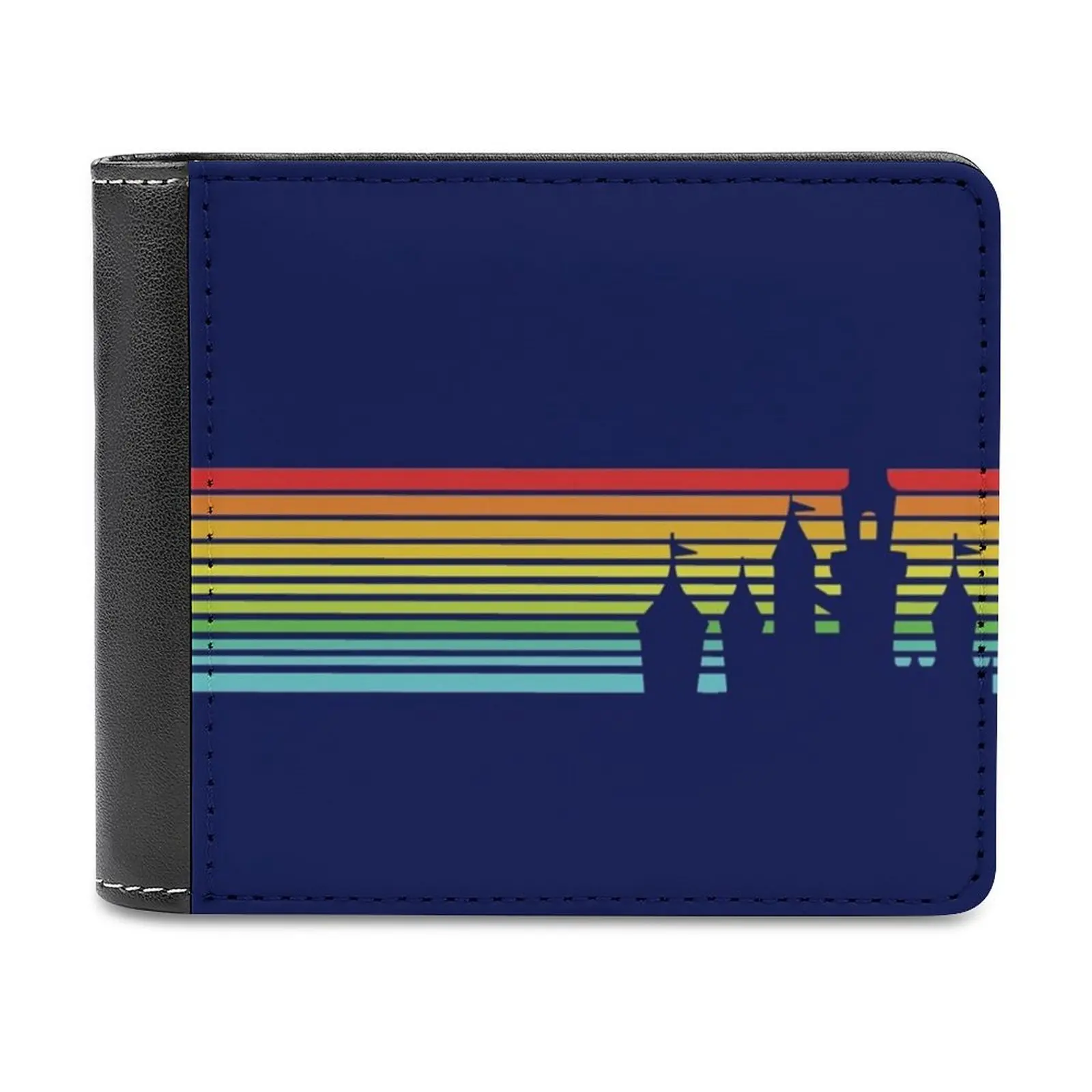 Retro Castle Stripes Leather Wallet Credit Card Holder Luxury Wallet Parks Pride Pride Lgbtqi Lgbt Lgbtq Castle Magic Kingdom