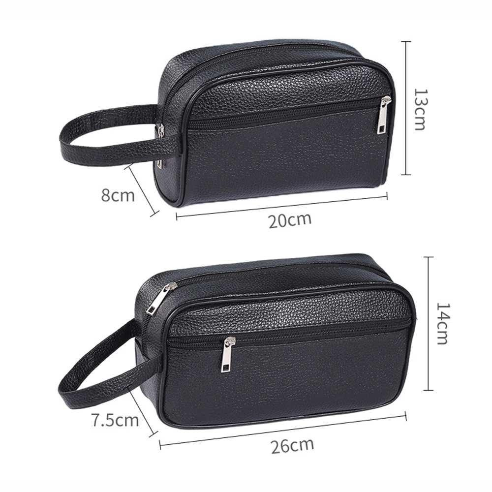 Leather Cosmetic Bag Waterproof Organizer Toiletry Handbag Woman Men Wash Pouch Casual Portable Travel Makeup Bag Bags