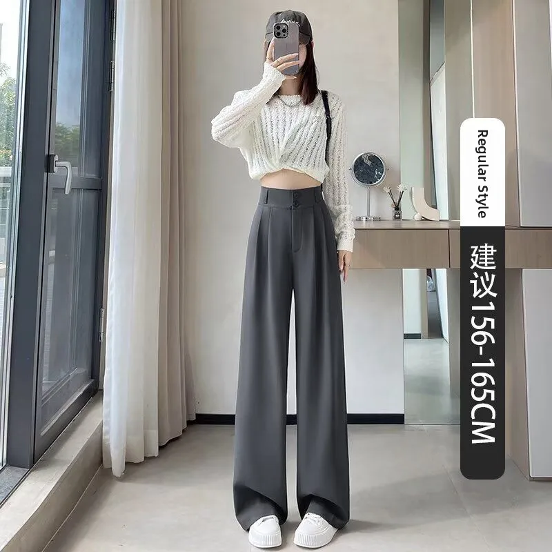 Pantaloni su Misura in Seta Ghiacciata da Donna, Novità Estiva, Taglie Forti, Slim Fit, Gamba Dritta, Casual, Lunghezza Pavimento, Larghi e Comodi