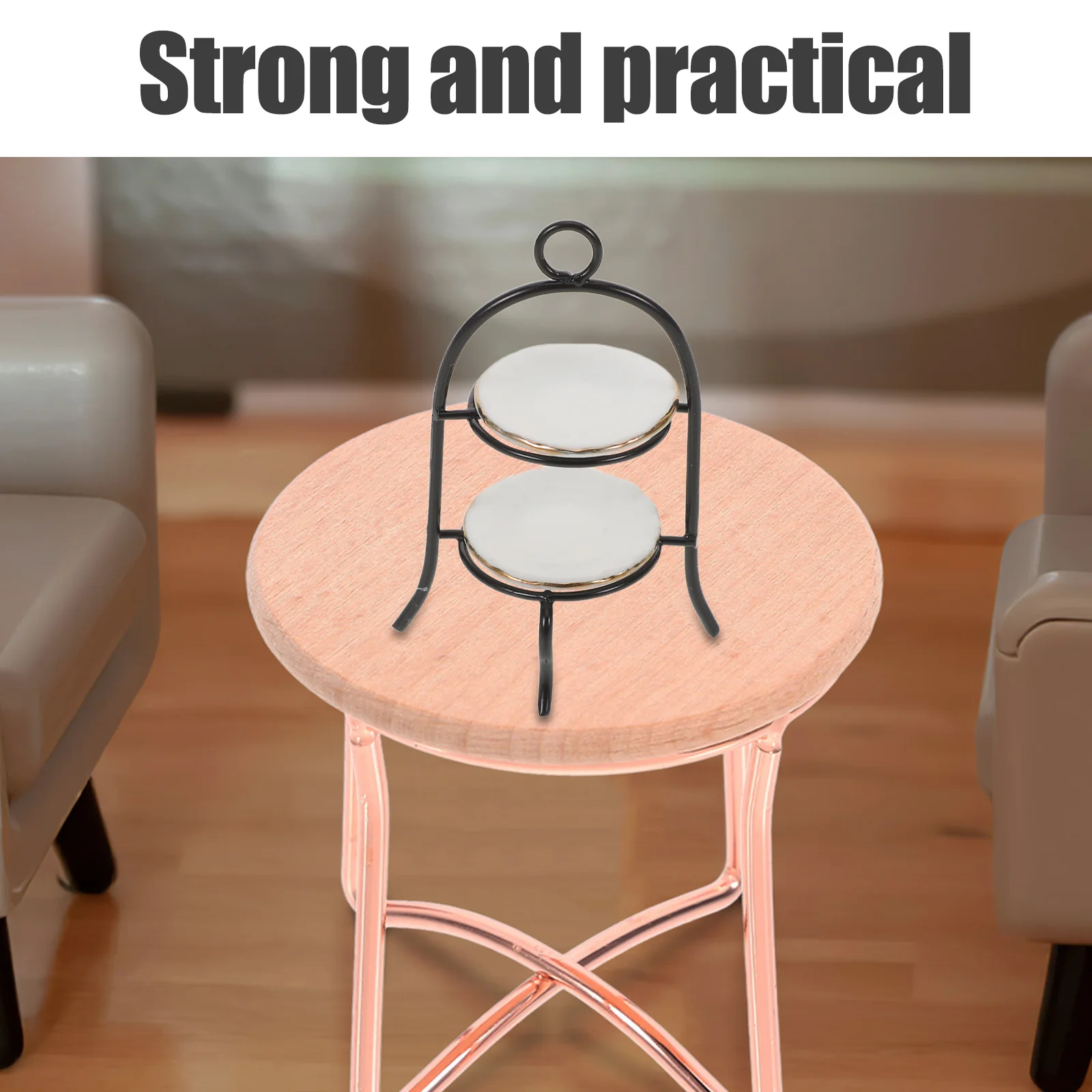 

1Set Mini Cake Stand 2-Tier Metal Dollhouse Kitchen Display 1:12 Scale Miniature Dessert Tower Tiny Food Accessories