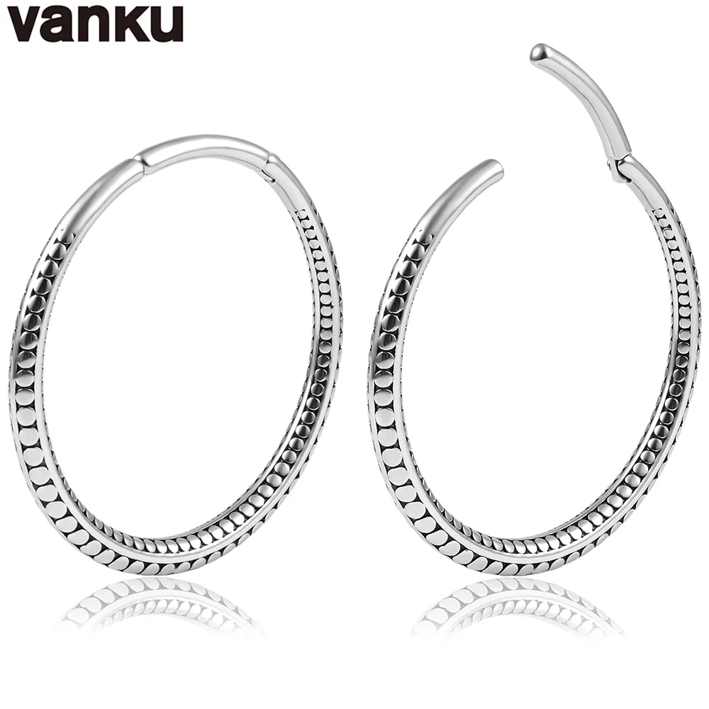 

Vanku 2pcs Punk Round Hoops Ear Weights for Stretched Stainless Steel Ear Expander Body Piercing Tunnel ear Jewelry