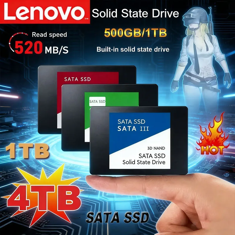 

Lenovo 4TB SSD External Hard Disk For Internal Hard Drive Sata3 Interface Portable High Speed Solid State Drive For Laptop