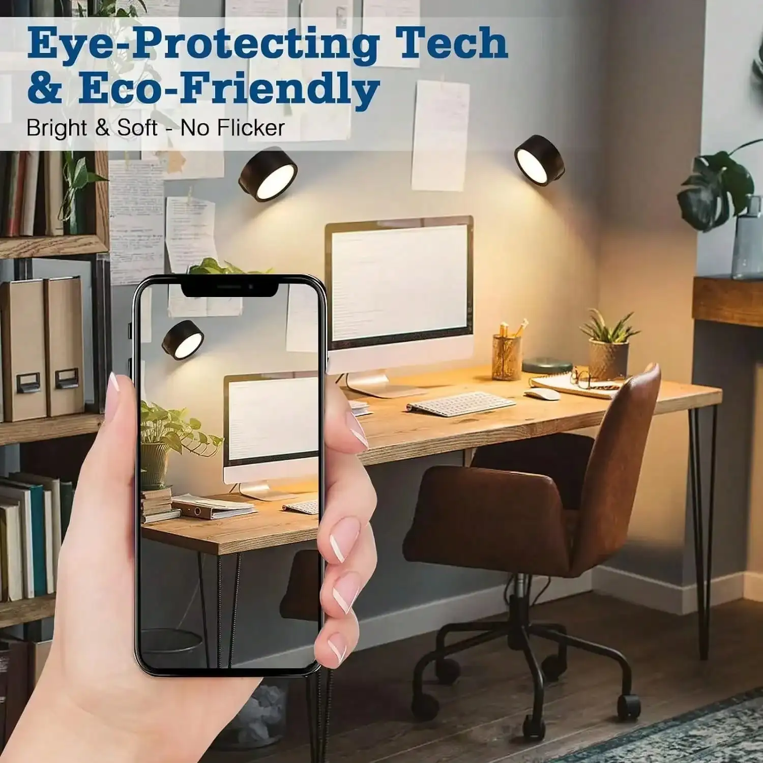 1PC Cordless LED Wall Sconce, Remote Control 3-Color Dimmable Magnetic Rechargeable Light