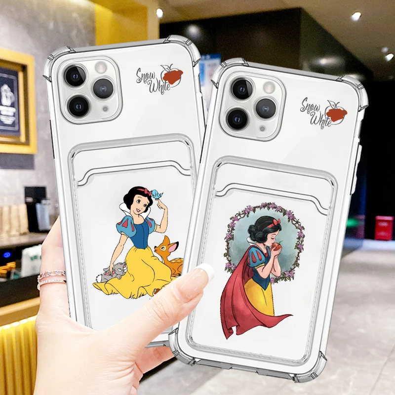 

Snow White Disney Fashion Cute For iPhone 15 14 13 12 11 XS XR X 8 7 Pro Max Plus Mini Photo Card Bag Transparent Back
