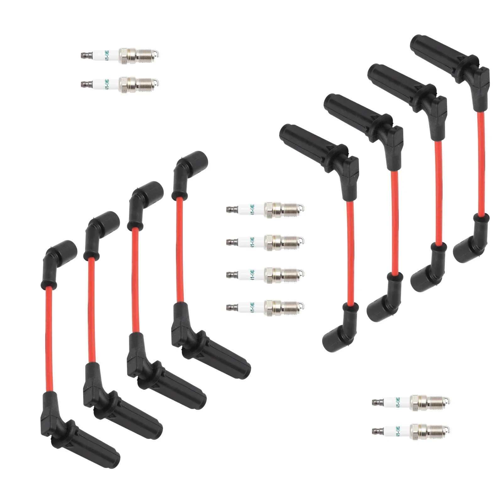 

Набор проводов для свечей зажигания 9748HH 8,0 мм красный + 41-962 Свечи зажигания для Cadillac Escalade Chevy Silverado Suburban Tahoe GMC Sierra Yukon