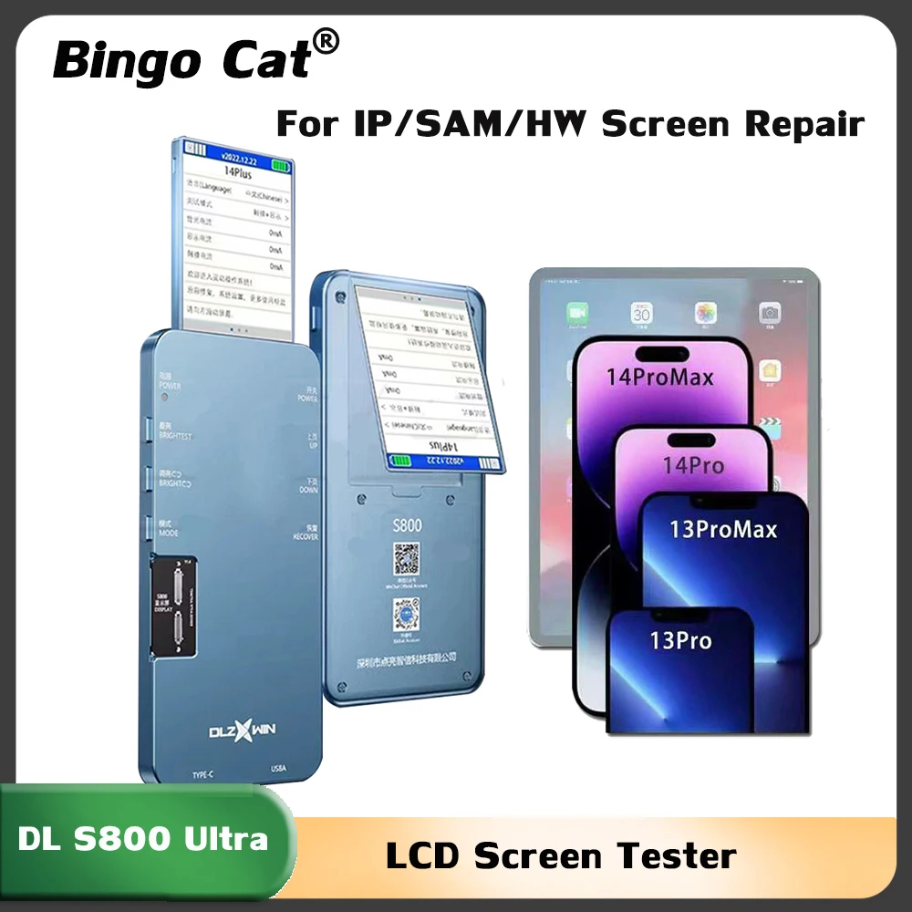 DL S800 Ultra LCD Screen Tester For iPhone Samsung 14 13 12 11 Pro MAX XS 8 7 6S Programmer Light Sensor True Tone 3D Touch Tool