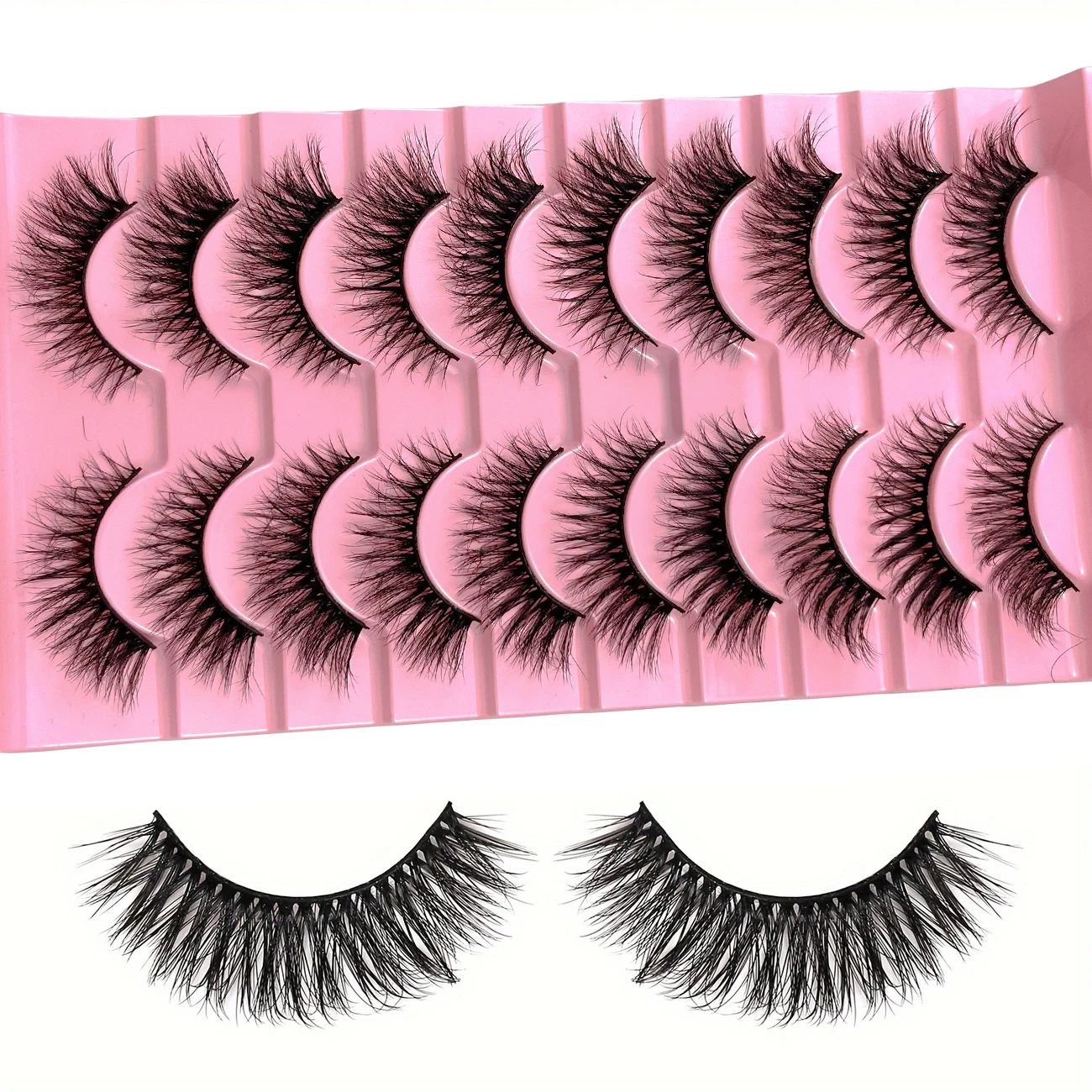 10 paia di ciglia finte visone finto 3D occhio di volpe: antiallergico, stile occhio di gatto completo, possono migliorare la lunghezza dell'occhio