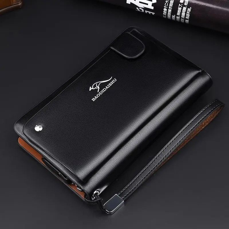 Fashion Business Men Clutch Bag Durable Soft PU Leather Male Money Pouch Bag Casual Men's Cardholder Case Handbag Day Clutch view 3