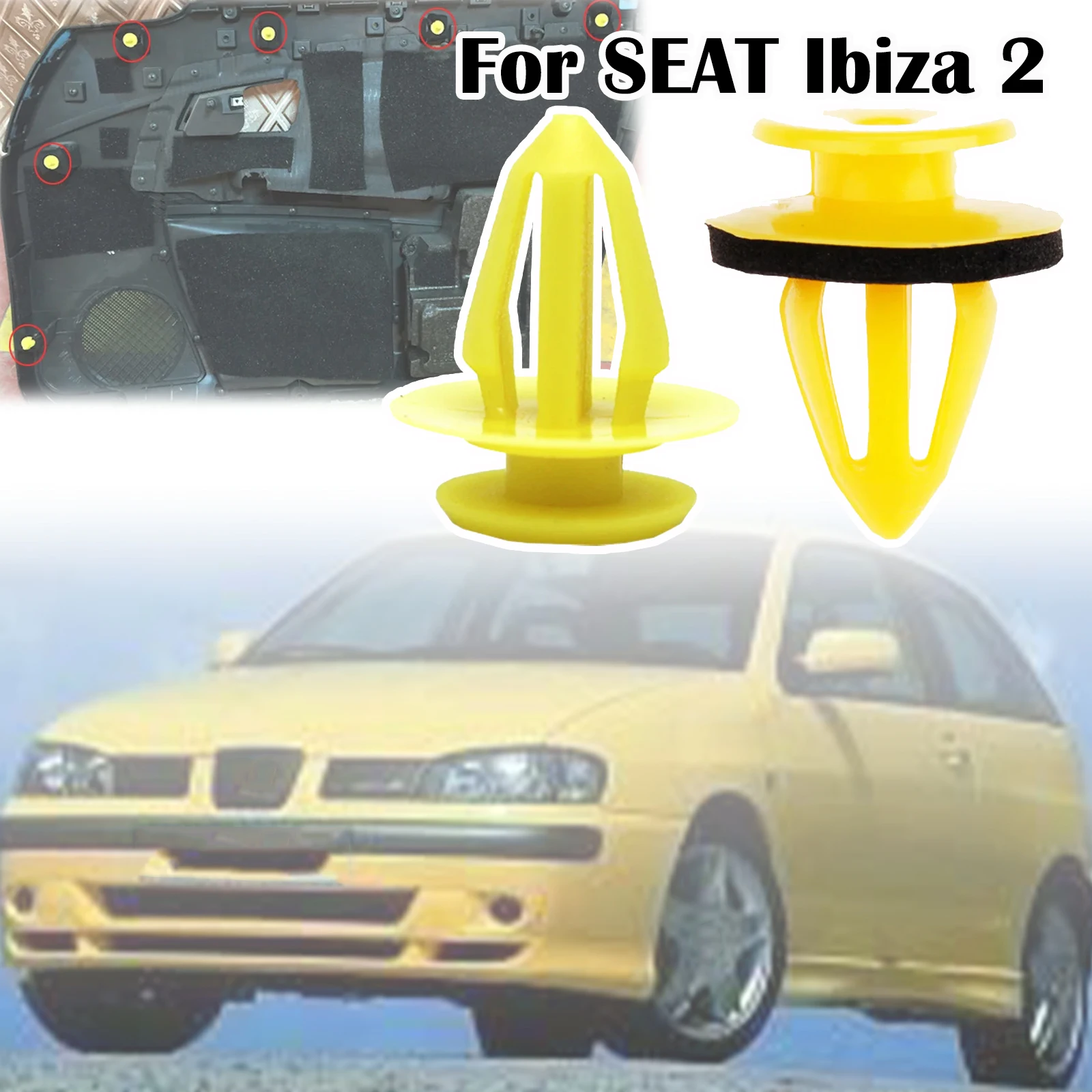 For SEAT Ibiza 2 MK2 6K Car Door Panel Card Trim Clips Inner Upholstery Fastener Rivets Retainer Replacement 1993 1994 - 2002