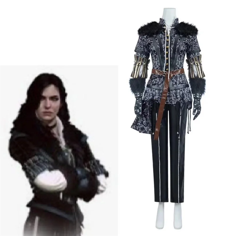 

Game Yennefer Cosplay Costume Women Jacket Pants with Accessories Full Set Halloween Carnival Suit