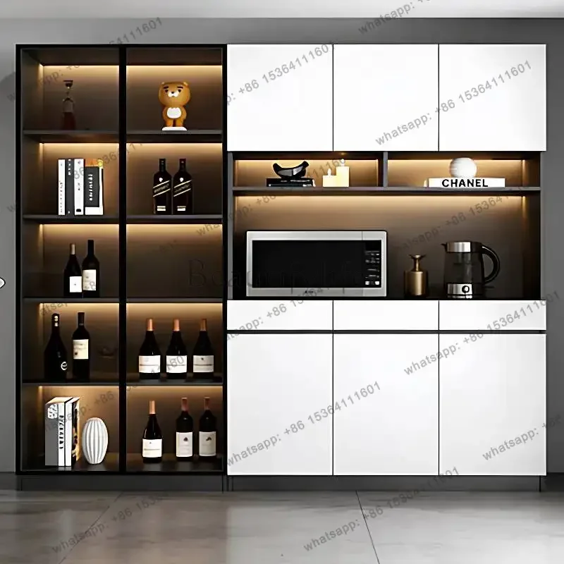 LSModern Simple Light Luxury Living Room Storage Dining Side Cabinet Integrated Against The Wall Italian Glass Door Wine Cabinet