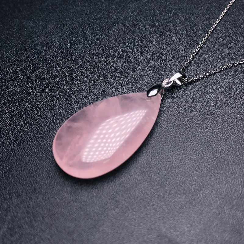 Natural Rose Quartz Pendants Real Gemstone Drop Water 20*35mm for Women Wife Lady Party Birthday Nice Jewelry Gift