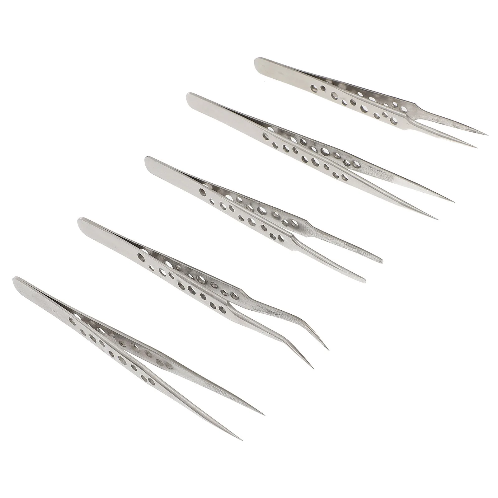 

5Pcs Precision Tweezers Stainless Steel Heavy Duty for Craft Jewelry Electronics Soldering Laboratory Use Efficient
