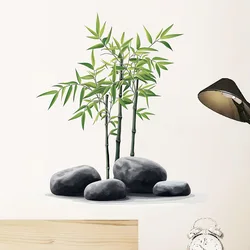 Gardening Green Bamboo Wall Stickers Vinyl DIY Plants Mural Decals for Living Room Bedroom Entryway Home Wall Decoration