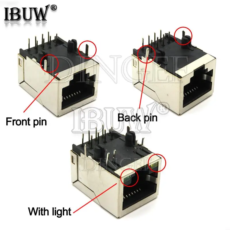 RJ45 59 Metal Female PCB Right Angle Board Jack Connector 8P8C Crystal Head Socket 21mm Network Interface Long bodies