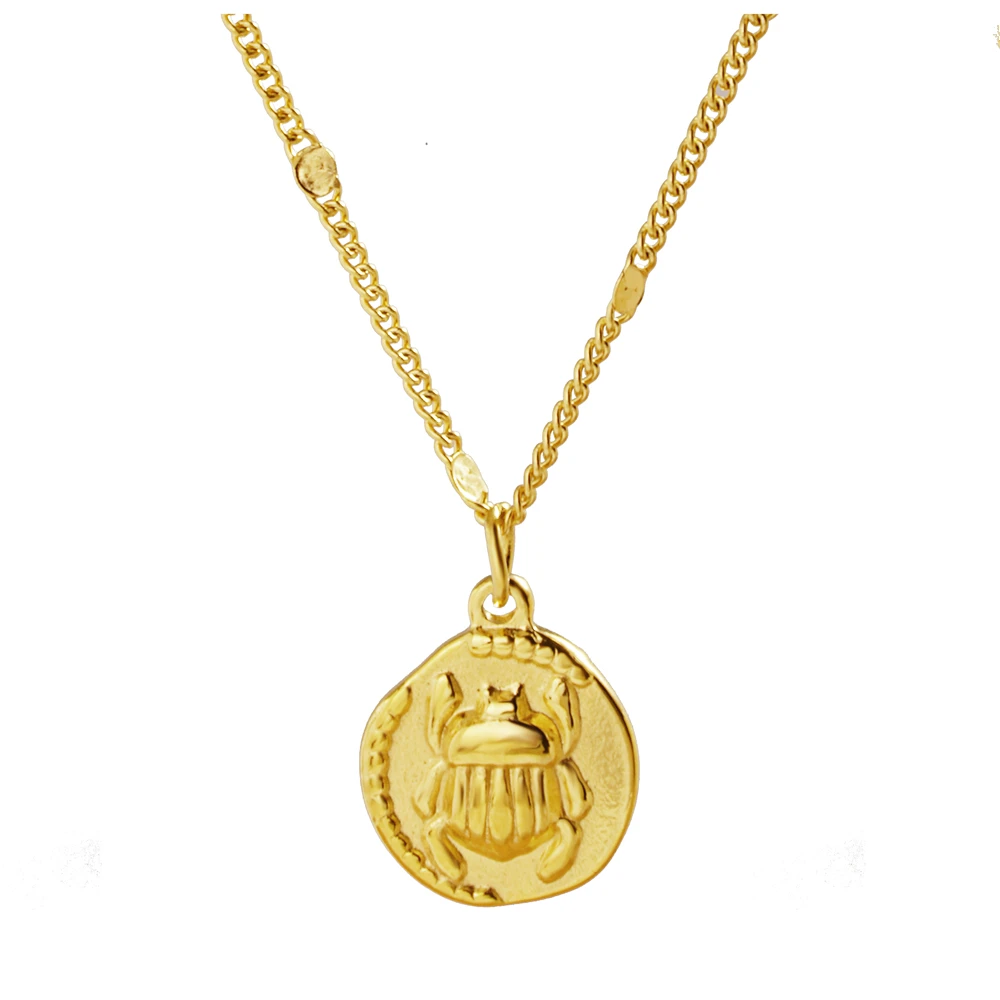 Stainless Steel Ancient Egypt Scarab Fashion Silver Color And Gold Plated Pendant Necklace Jewelry Gift For Him With Chain