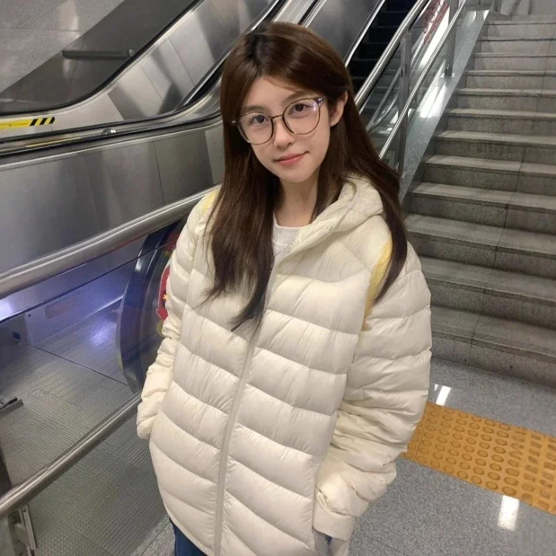 White Duck DownBeautiful Comfortable Gentle Down Jacket Short Year Light Letter Printing Winter Couple Hooded Jacket