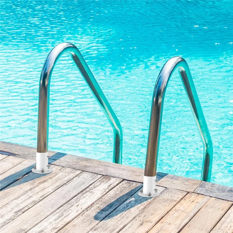 

HRBAJ-4 Pieces Stainless Steel Deck Flanges White Flange Rod End Holder Pool Deck Anchors Pool Handrail Flange