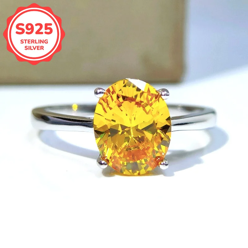 1pc 3Carat Synthetic Zircon Golden Pigeon Egg Four Claw Ring, Versatile Jewelry for Lady and Gentle Daily Jewelry Birthday Gift.