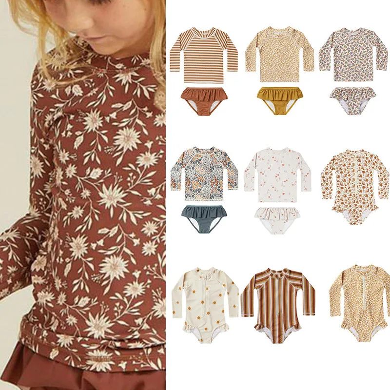 여아 수영복 원피스 프론트 지퍼 긴 소매 수영복, 어린이 수영복 브라질 비치웨어 래쉬 가드 