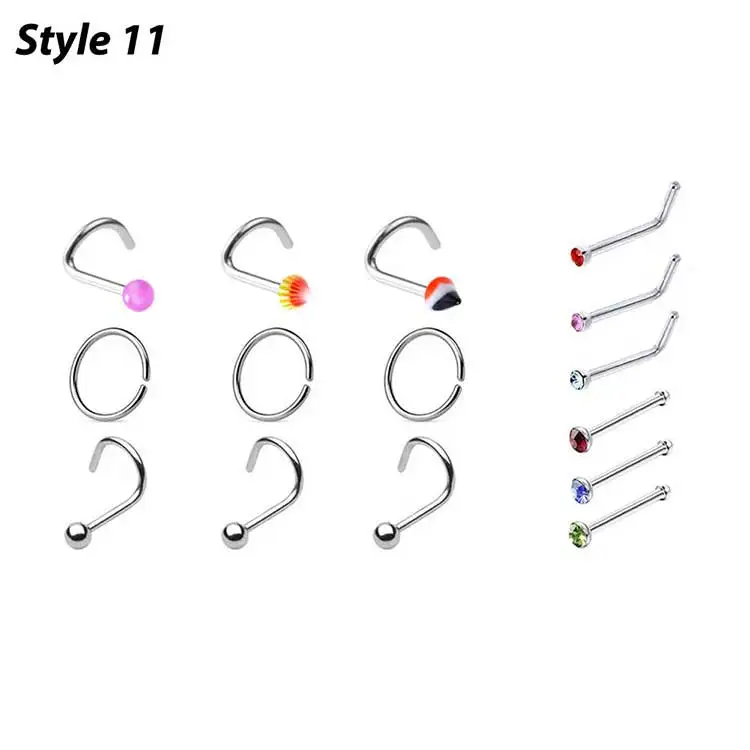 Nasenpiercer-Werkzeug, Körperschmuck, steriles Einweg-Nasenpiercing-Pistolen-Piercing-Set mit CZ-Nieten, Nasenring-Ohrstecker aus chirurgischem Stahl, 20 g – Detail 12
