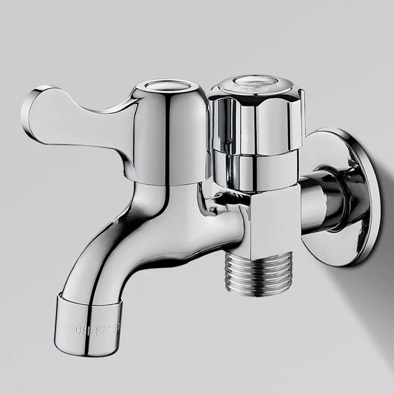 

G1/2" Dual Control Water Tap, Stainless Steel 2-Way Wall Mount Faucet for Washing Machine & Garden, Leakproof