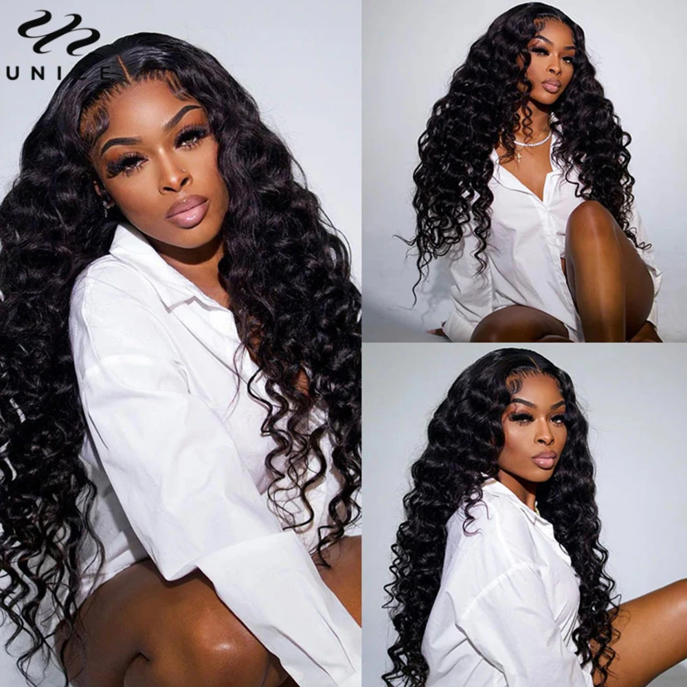 Unice Hair Loose Deep Wave Bundles 3/4 PCS Deal Natural Color 100% Human Hair Bundles Sew In Bundles Quick Weaves