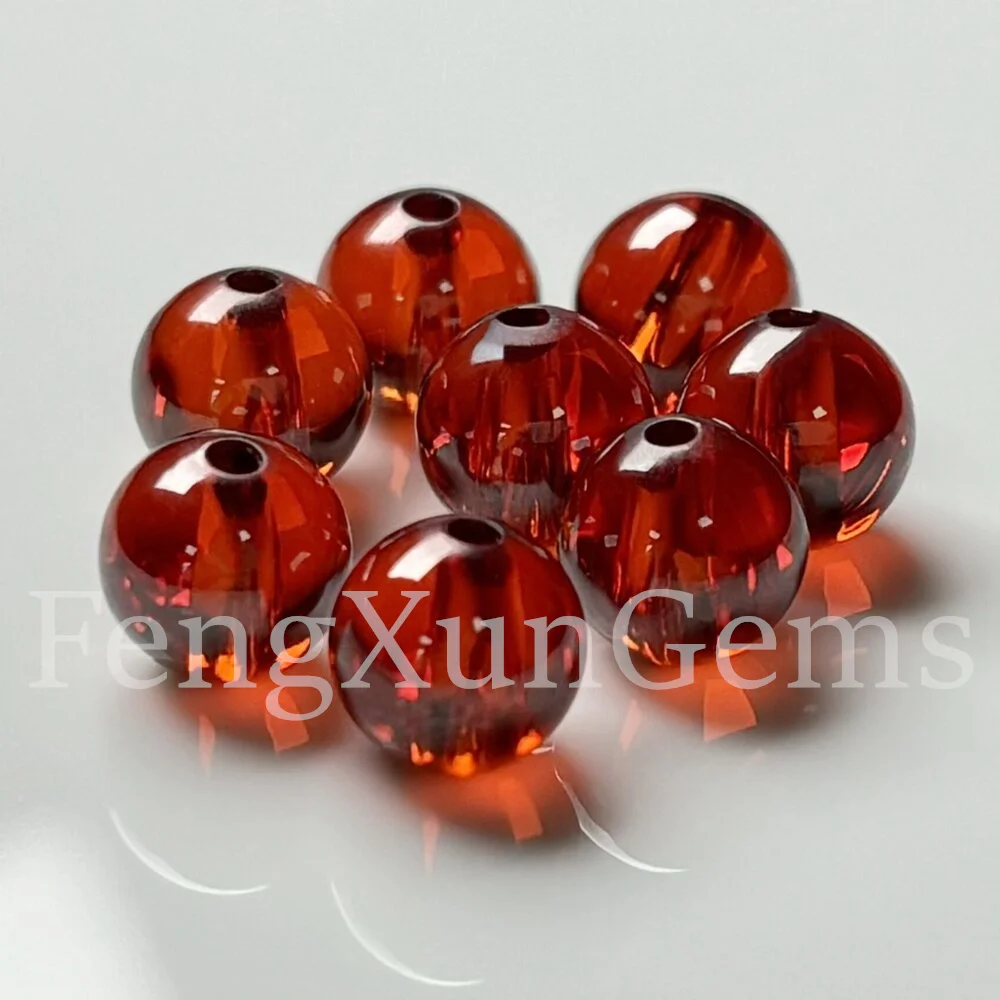 Single Hole Spherical Beads Loose Round Ball CZ Gems Orange color AAAAA Cubic Zirconia Stone for Jewelry