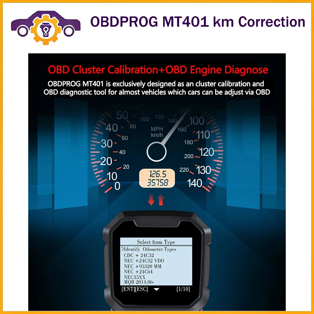 OBDPROG MT401 MT 401 Cluster Calibration Tool  Professional OBD2 Scanner Contact Me To Get The Car List Use No Need Internet