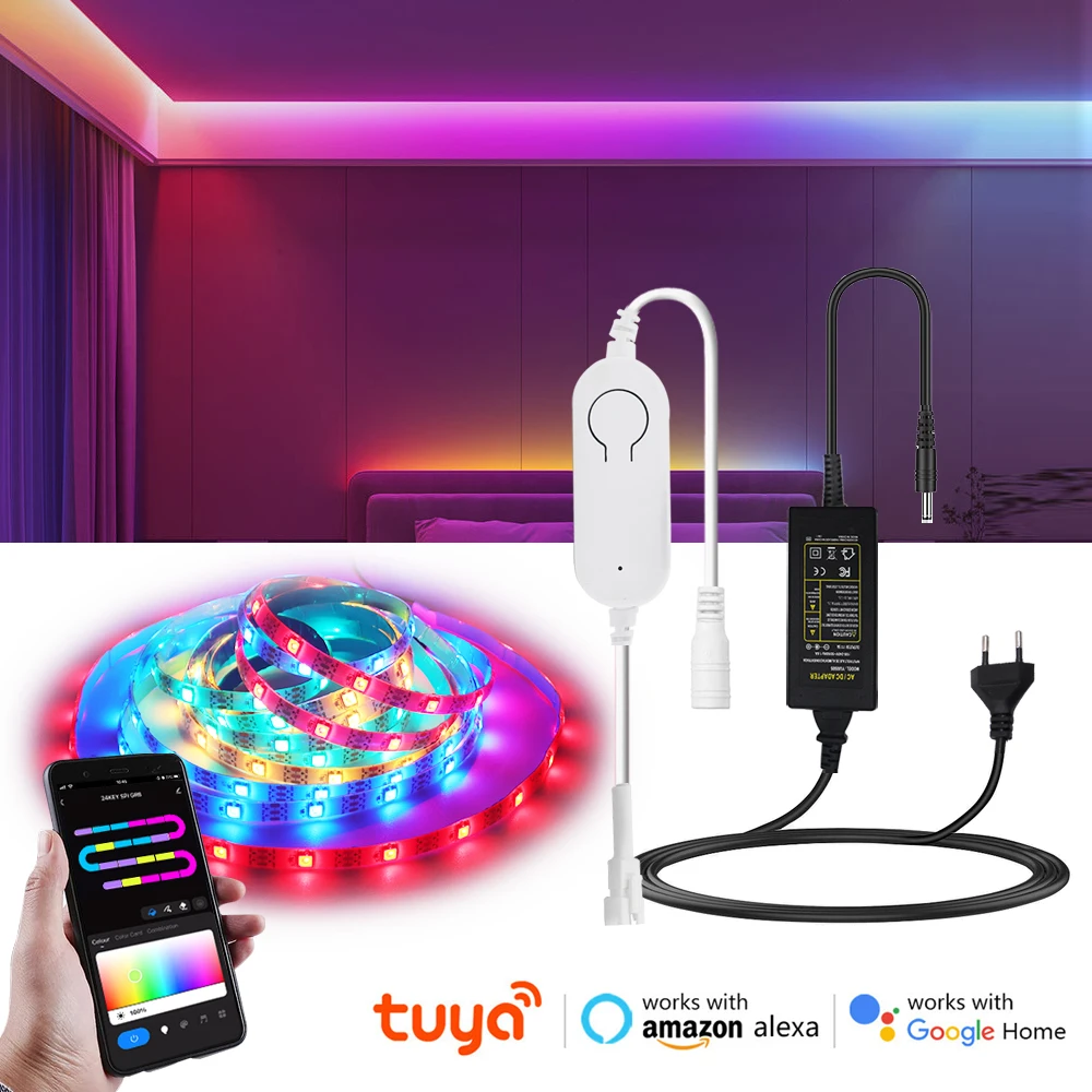 

WS2812B Led Strip DC5V 5050 RGB Led Lights WiFi Control Individually Addressable Smart Pixels Magic Light Waterproof EU/US Kit