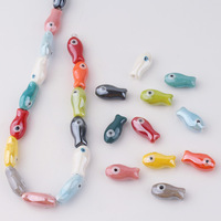 10Pcs Retro Small Fish Beads Charms Ceramic Spacer Loose Beads For Jewelry Making DIY Bracelet Accessories