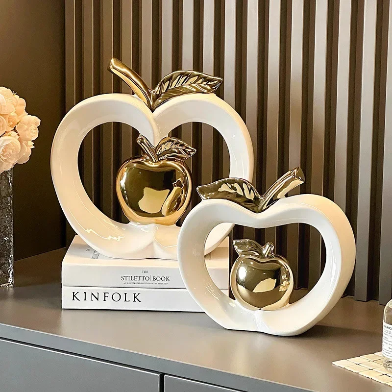 Platinum Ceramic Apple Ornaments Abstract Art Ceramic Ornaments Living Room Decoration Accessories Home Decoration Modern Crafts