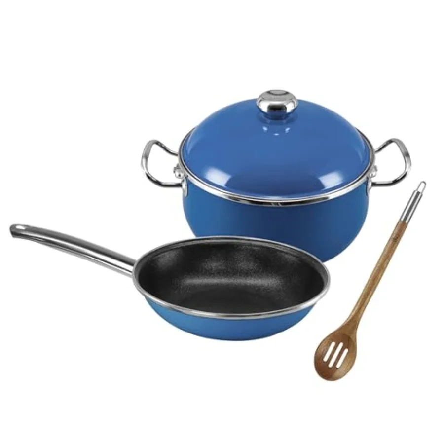 

VITA 4Piece Beginners Set Blue for All Stove Tops (Enamel on Steel) Dishwasher Oven Safe Quick Even Heat Distribution Non Stick