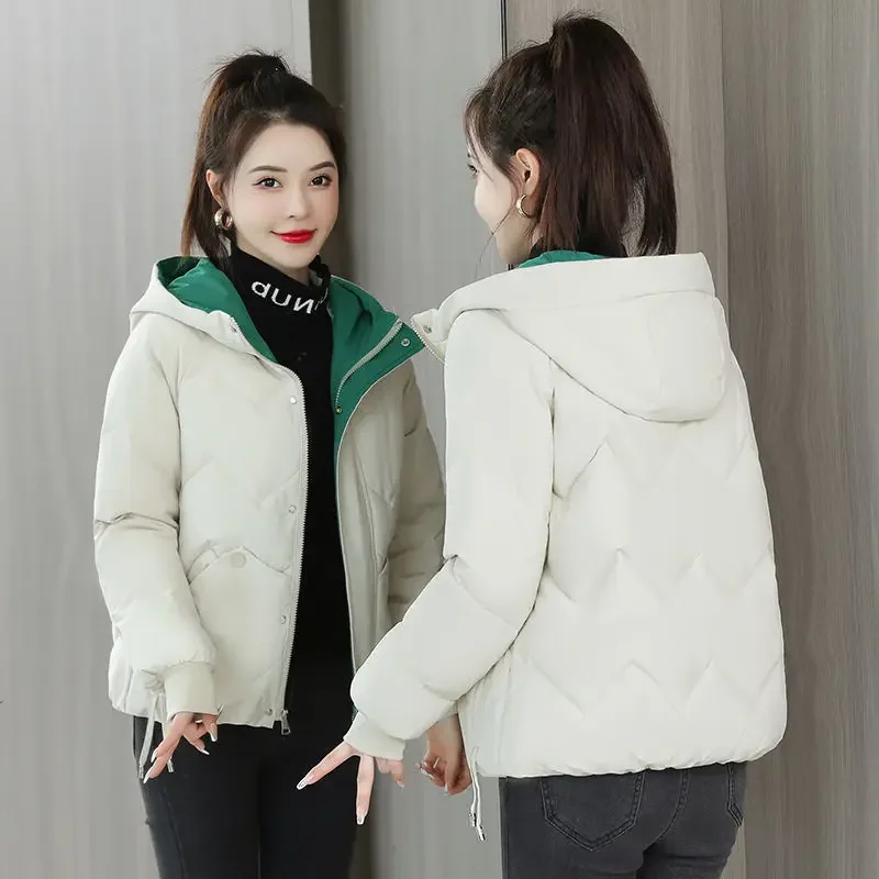 2025 Winter New Women's Short Cotton Coat with Down Filling Stylish Loose Outdoor Jacket for Cold Weather