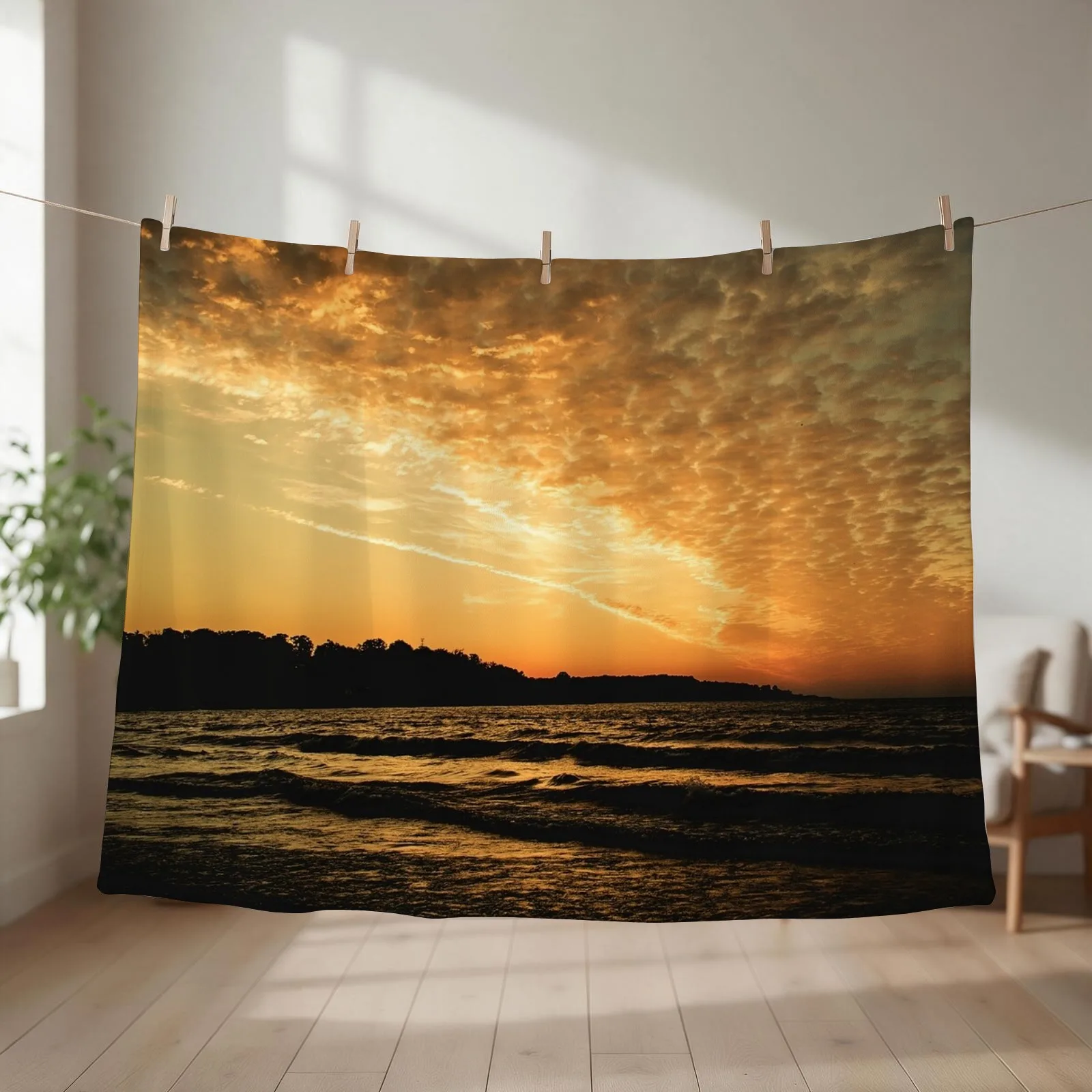 New Orange and Pink Sunrise Throw Blanket couch cozy soft plush fuzzy picnic outdoor blanket