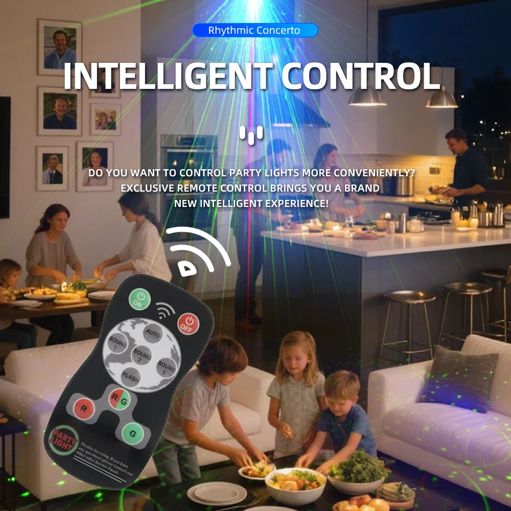 USB Powered Laser Stroboscopic Party Lights DJ Disco Projectors Portable Family Camping Decorations Light Show for Events