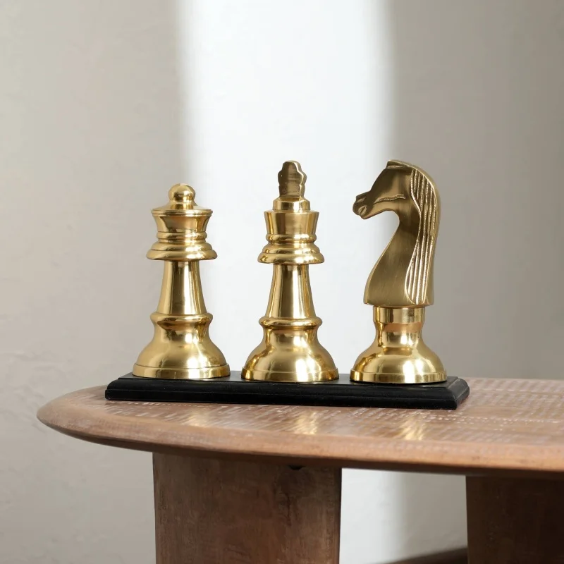Decorative Aluminium Chess Piece on Base-Gold