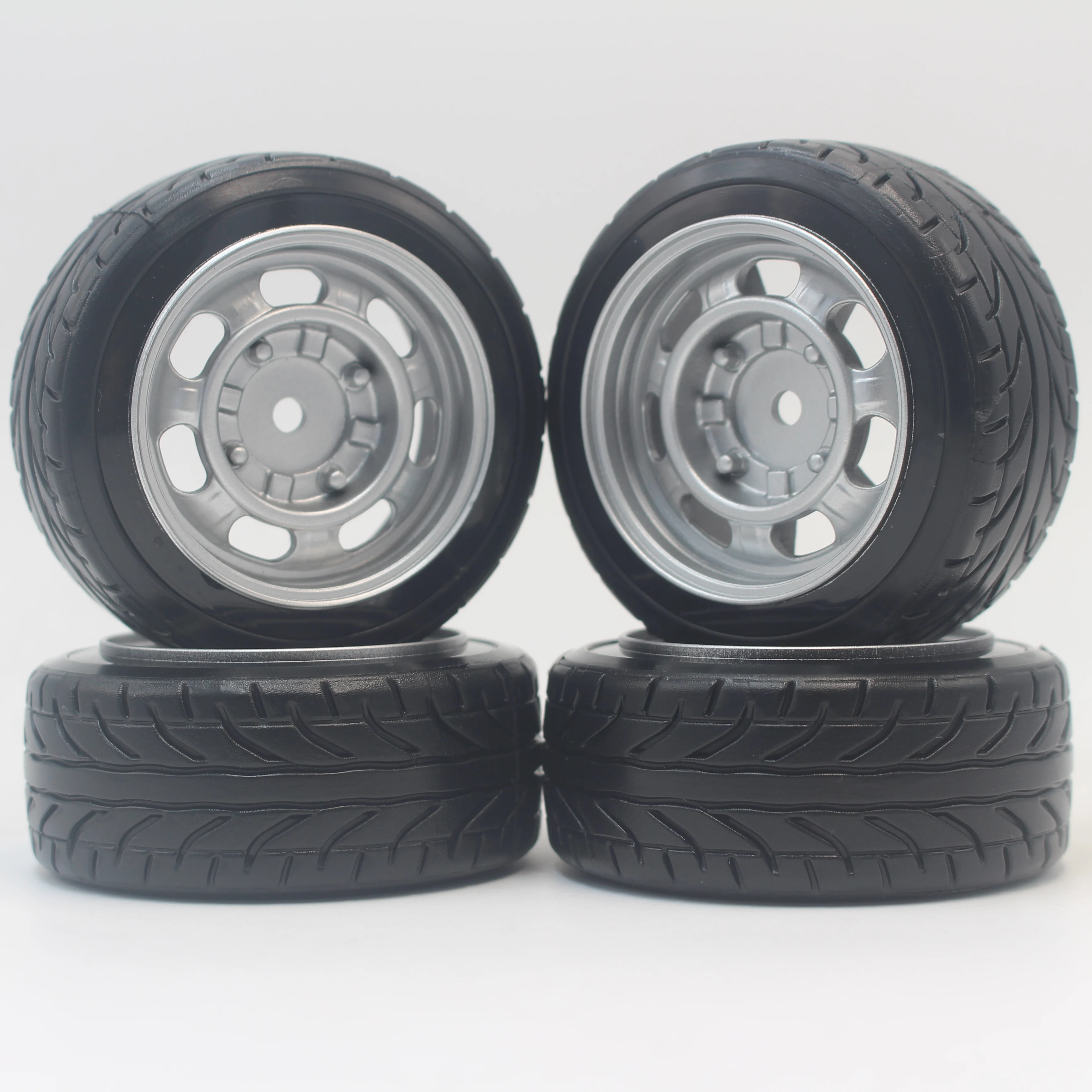 4pcs RC Hard Pattern Drift  Tires Tyre Wheel Rim Classic2  6mm offset (Painting Silver) fits for 1:10 Drift Car