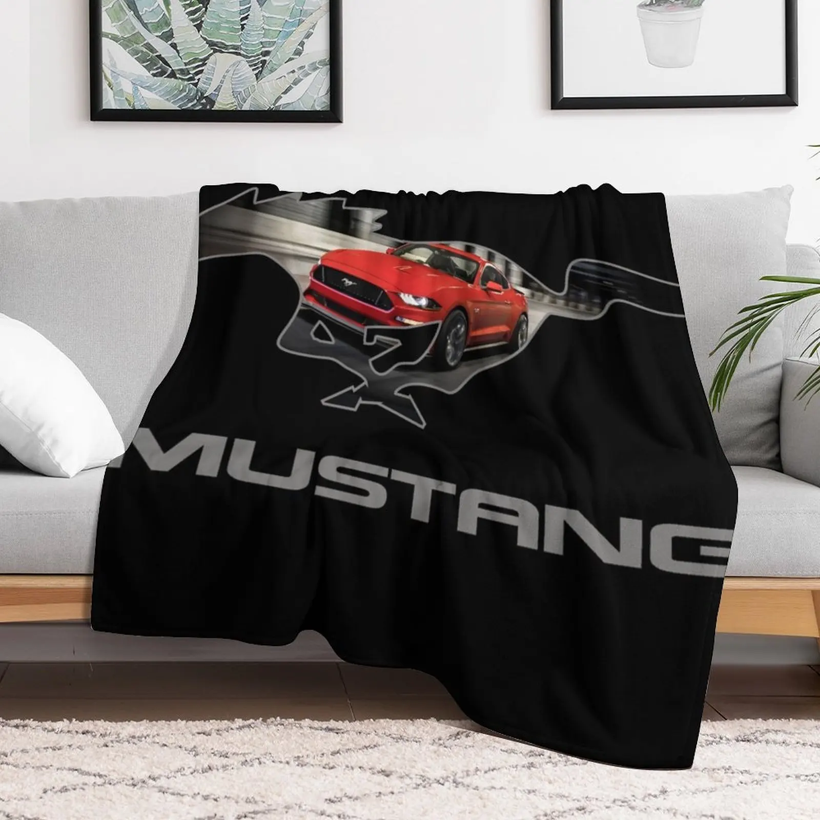 Ford Mustang GT Logo Emblem Design (Red on Black) Throw Blanket Softest Winter beds decorative Thermal Blankets