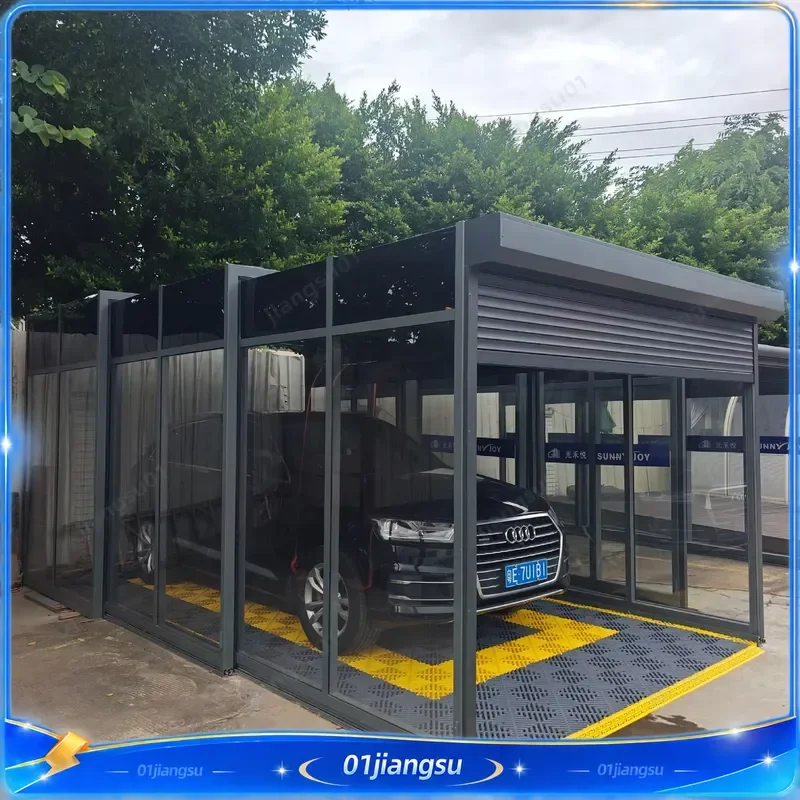 Retractable Carport Outdoor Waterproof Sunshade Canopy Windproof Car Tent Garage Shelter UV Protection Parking Cover Awning