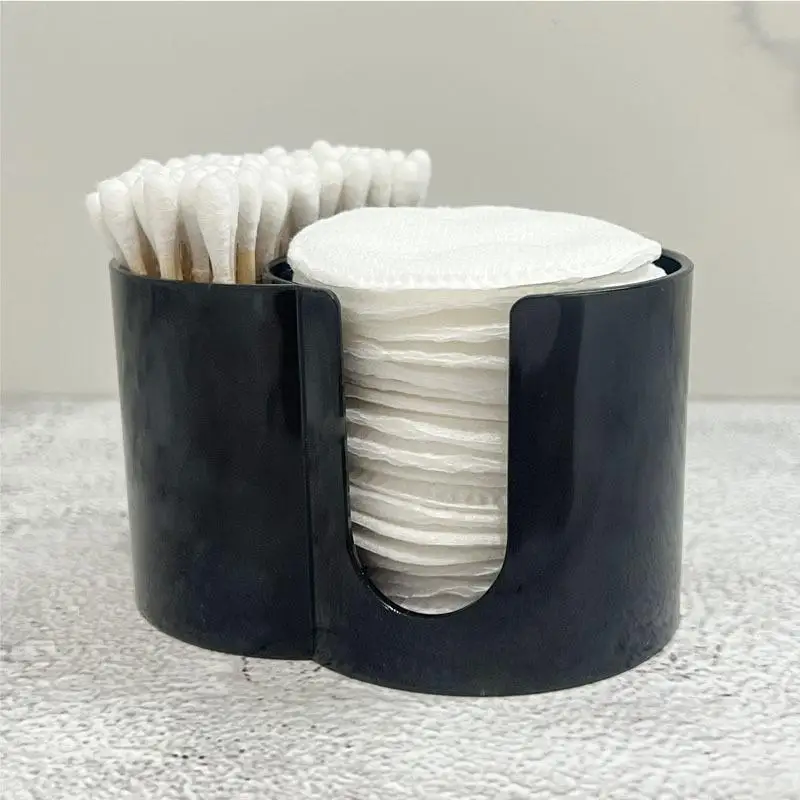 2-In-1 Cotton Swab Storage Box Plastic Makeup Organizer Cotton Pad Holder Double Hole Circular Dispenser Cosmetic Organization