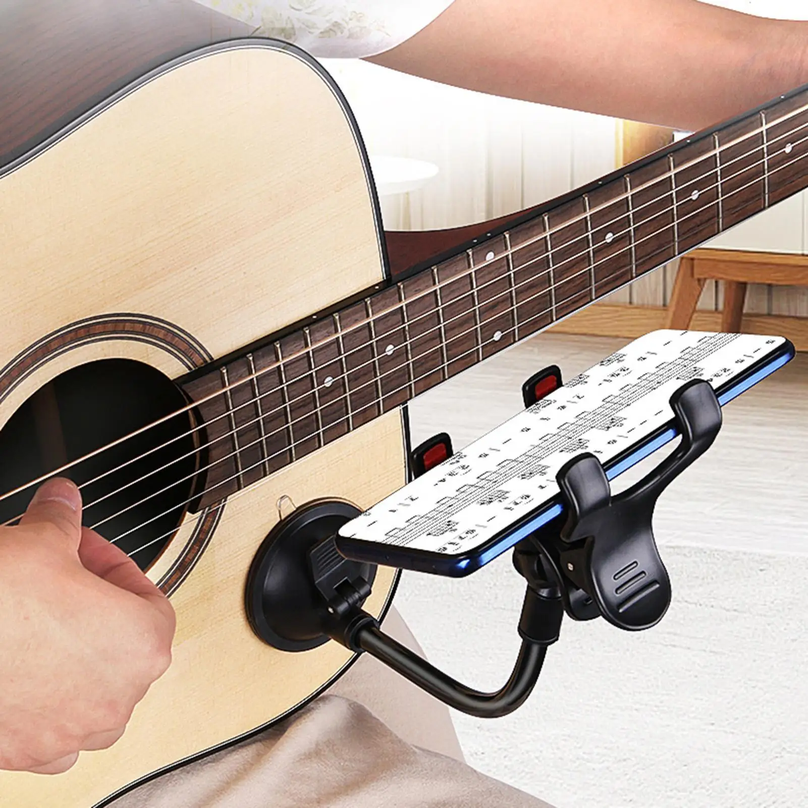 

Держатель для телефона на гитаре, держатель для бас-смартфона, регулируемый портативный зажим, крепление для телефона для музыкантов, играющих в гавайской гитаре, электрогитара