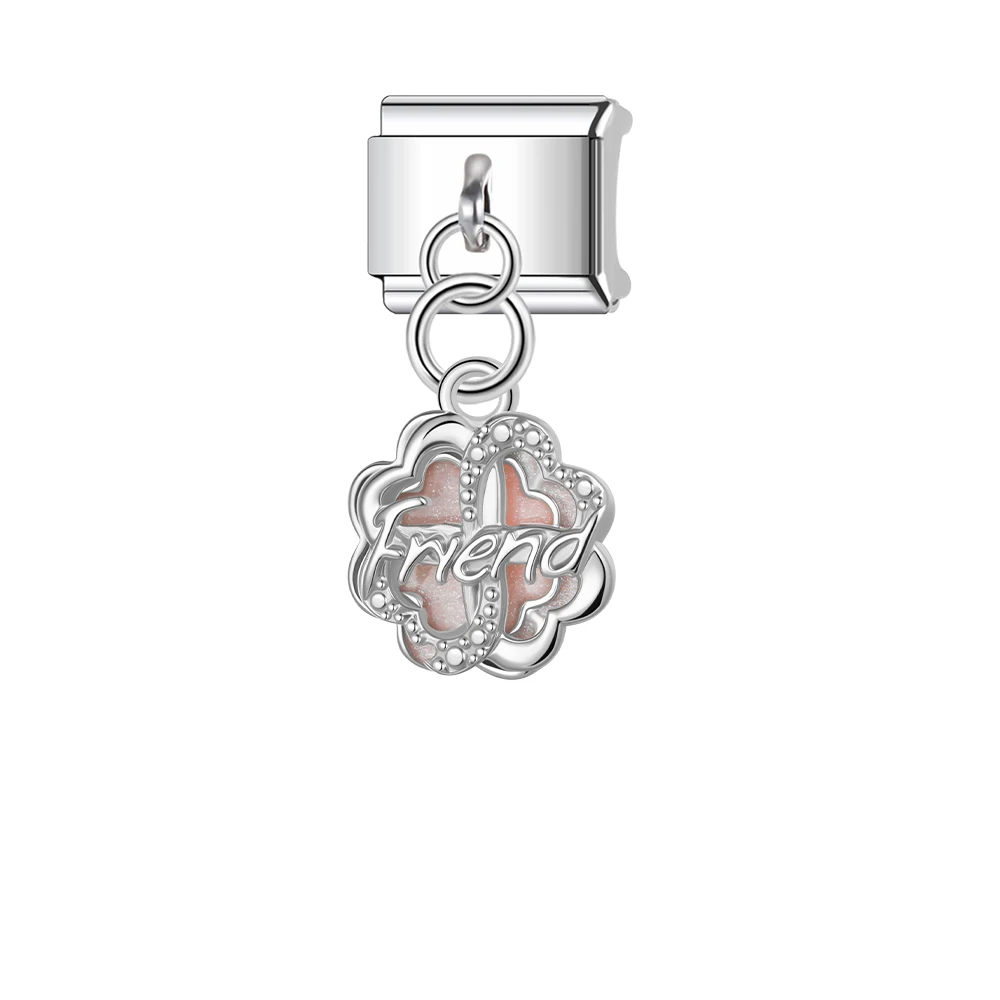 Trusta Zircon Sparkling Delicate Italian charms bracelet Stainless Steel Pendant Silvery DIY Making Girl Gifts 1pc Fashion N842