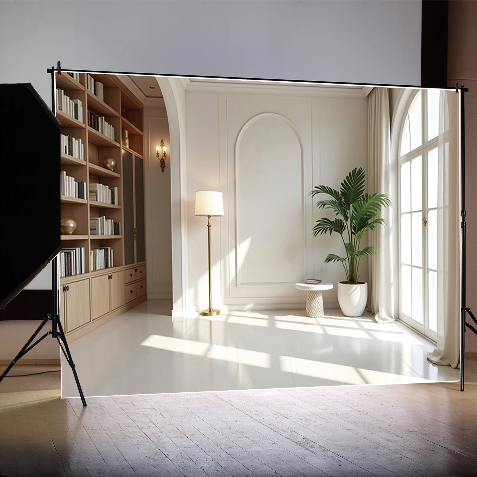 MOON.QG خلفيات خزانة نافذة قوسية لغرفة المعيشة الداخلية للصور خلفية استوديو الصور خلفية التقاط الصور